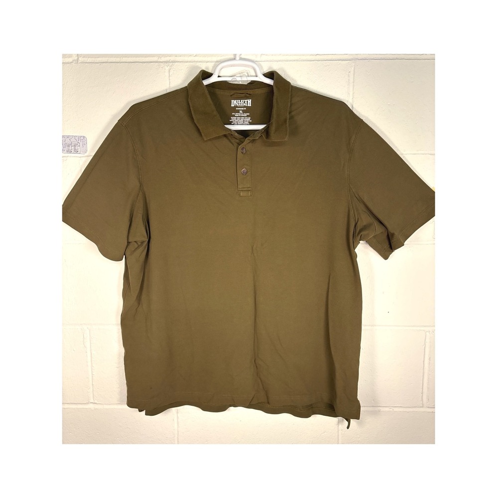 Duluth Trading Co Mens XL Standard Fit Polo Olive Green Short Sleeve Stretch